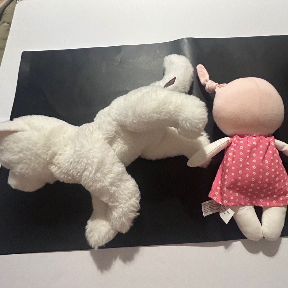 Douglas White Plush Cat and Linzy Toys Soft Rag Doll 2 Piece Set Pink White - Picture 3 of 6
